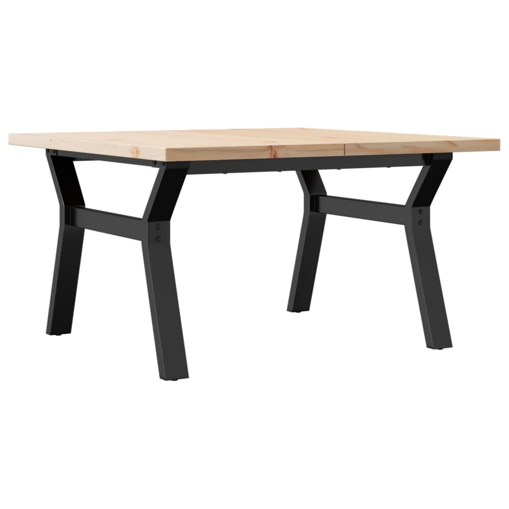 Tavolino Salotto Telaio a Y 80x80x45,5cm Legno Pino e Acciaio | homemem39