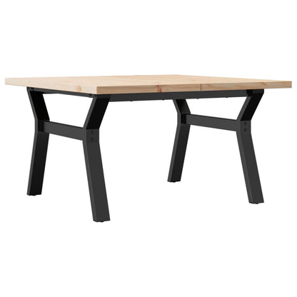 Tavolino Salotto Telaio a Y 80x80x45,5cm Legno Pino e Acciaio | homemem39