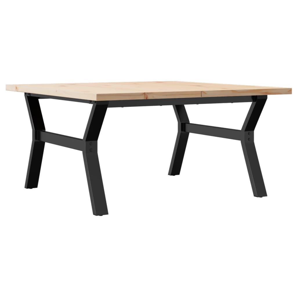 Tavolino Salotto Telaio a Y 90x90x45,5 cm Legno Pino e Acciaio | homemem39