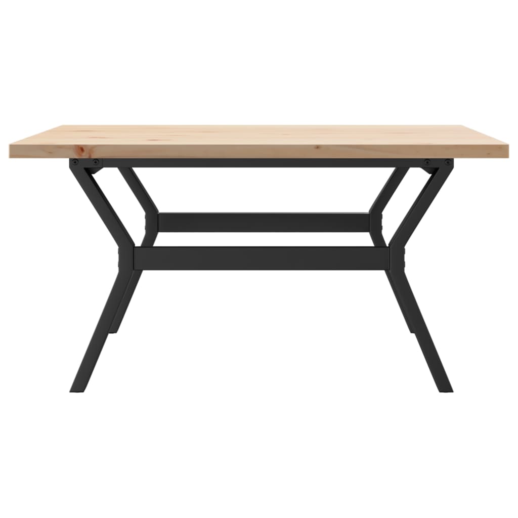 Tavolino Salotto Telaio a Y 90x90x45,5 cm Legno Pino e Acciaio | homemem39