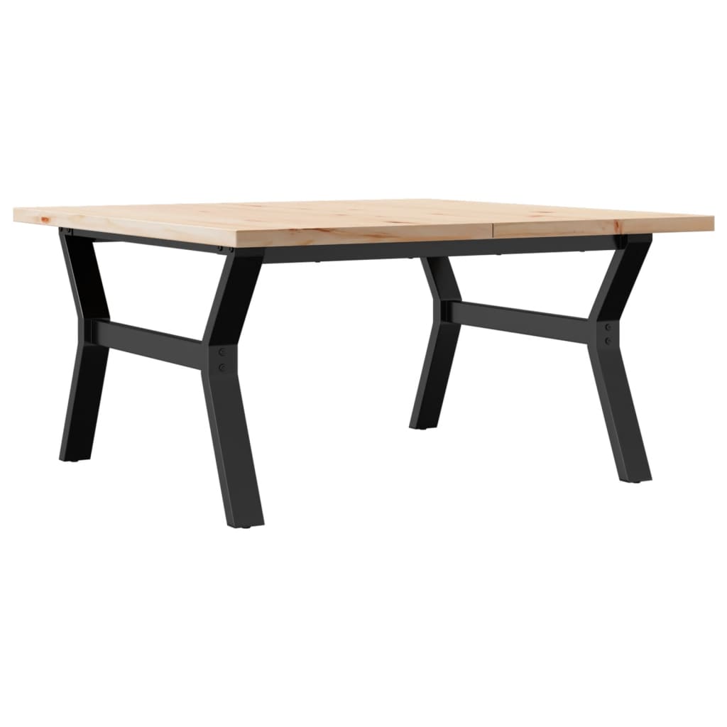 Tavolino Salotto Telaio a Y 90x90x45,5 cm Legno Pino e Acciaio | homemem39