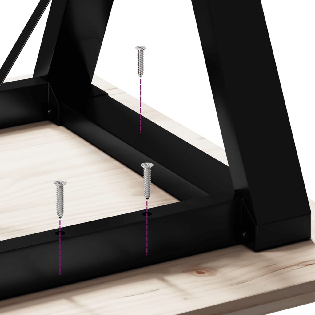 Tavolino Salotto Telaio a Y 90x90x45,5 cm Legno Pino e Acciaio | homemem39
