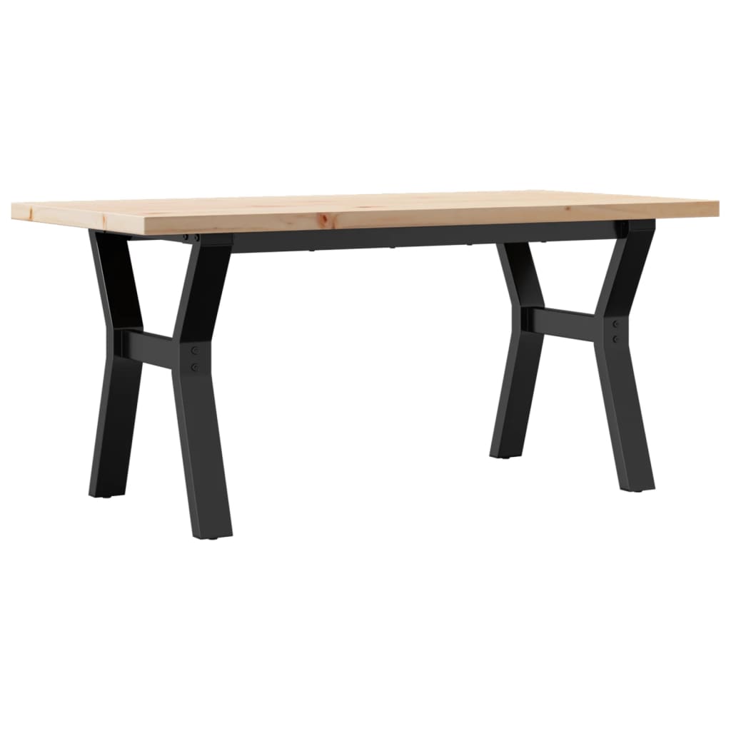 Tavolino Salotto Telaio a Y 100x50x45,5 cm Legno Pino e Acciaio | homemem39