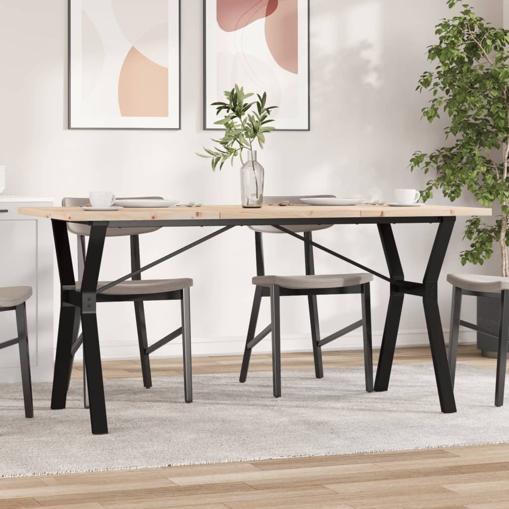 Tavolo da Pranzo Telaio a Y 160x80x75,5 cm Legno Pino e Acciaio | homemem39