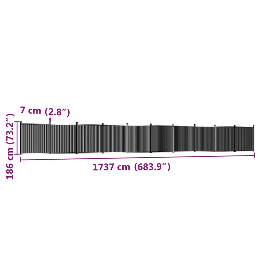 Pannello di Recinzione Grigio 1737x186 cm in WPC