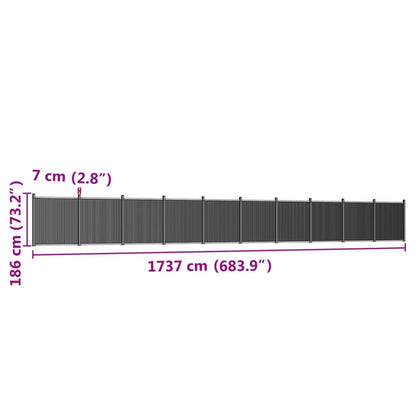 Pannello di Recinzione Grigio 1737x186 cm in WPC