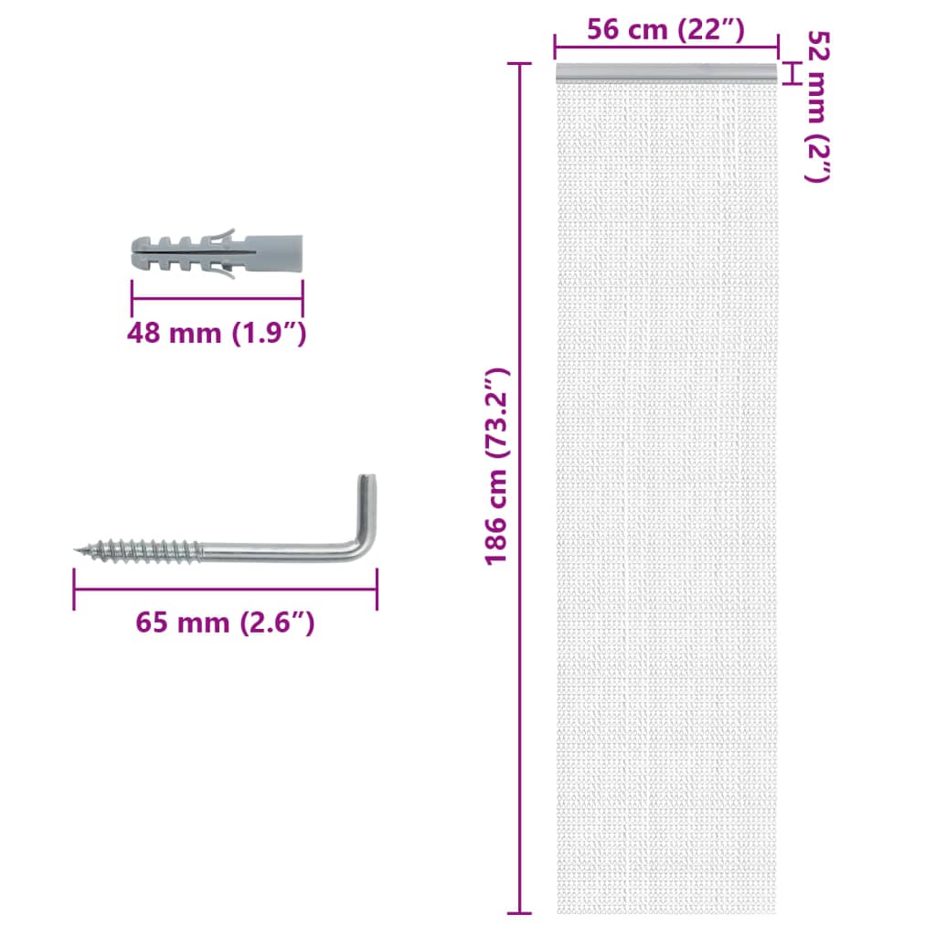 Chain Door Mosquito Net 56x186 cm in Aluminium