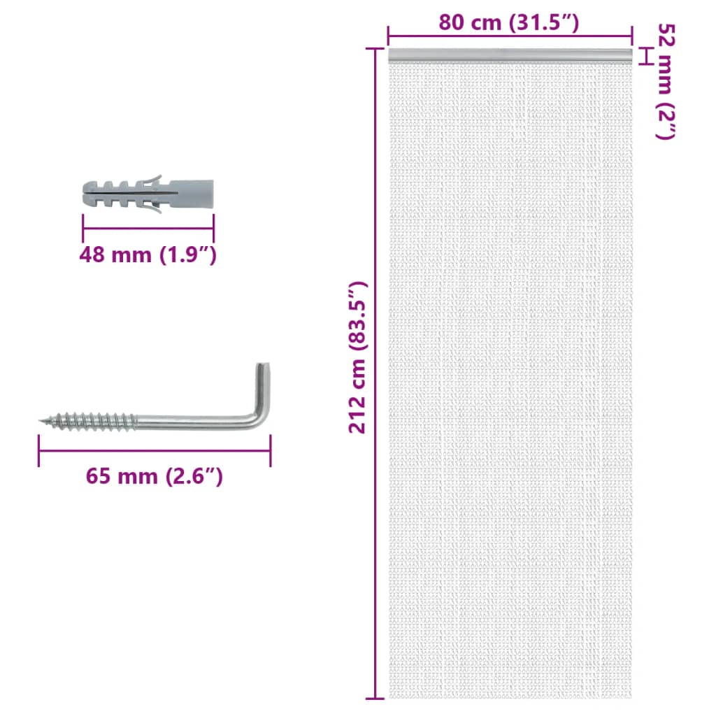 Zanzariera da Porta a Catena 80x212 cm in Alluminio