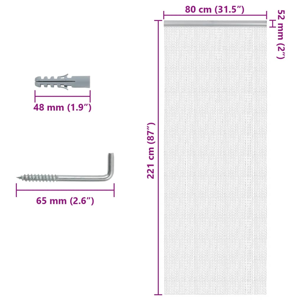 Chain Door Mosquito Net 80x221 cm in Aluminium