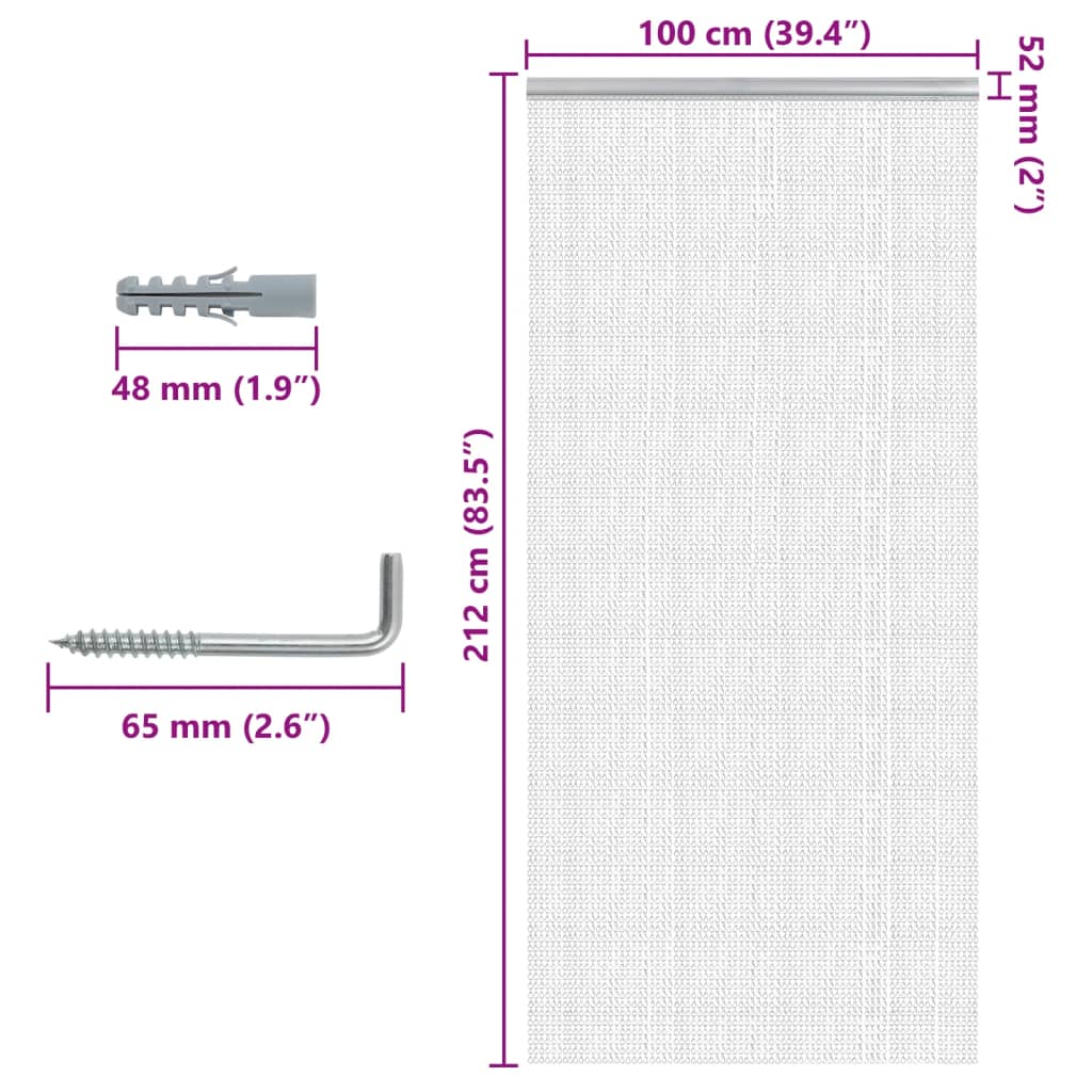 Zanzariera da Porta a Catena 100x212 cm in Alluminio