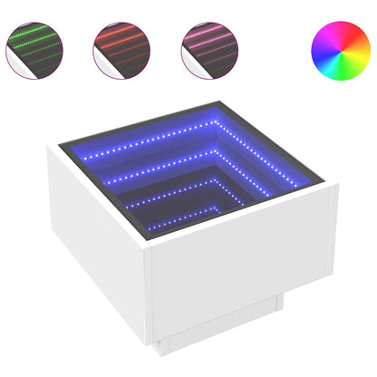 Tavolino con LED Bianco 40x40x30 cm in Legno Multistrato | homemem39