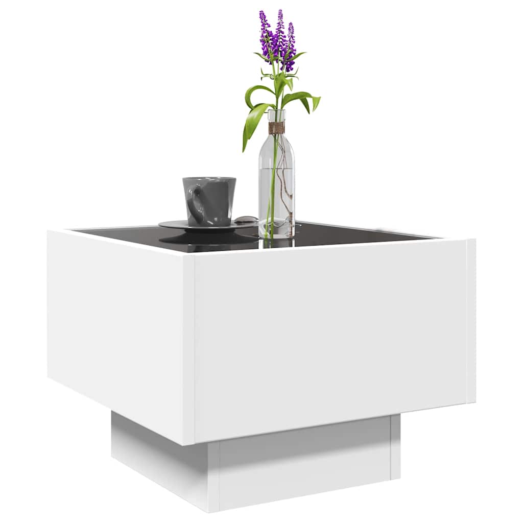 Tavolino con LED Bianco 40x40x30 cm in Legno Multistrato | homemem39