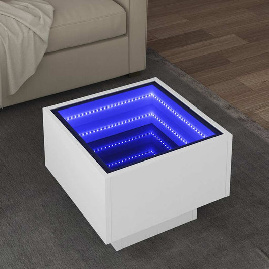 Tavolino con LED Bianco 40x40x30 cm in Legno Multistrato | homemem39