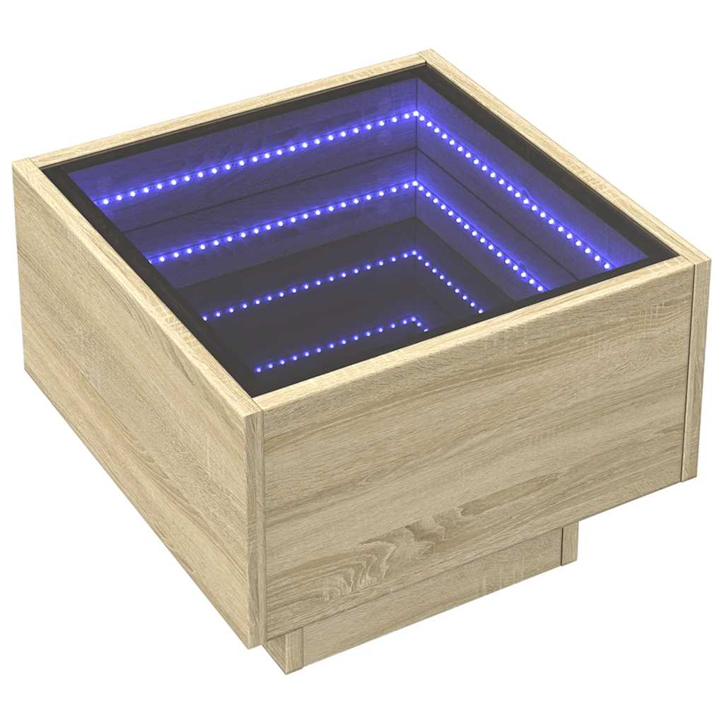 Tavolino con LED Rovere Sonoma 40x40x30 cm in Legno Multistrato | homemem39
