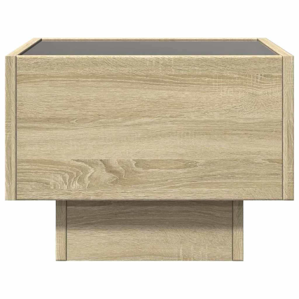 Tavolino con LED Rovere Sonoma 40x40x30 cm in Legno Multistrato