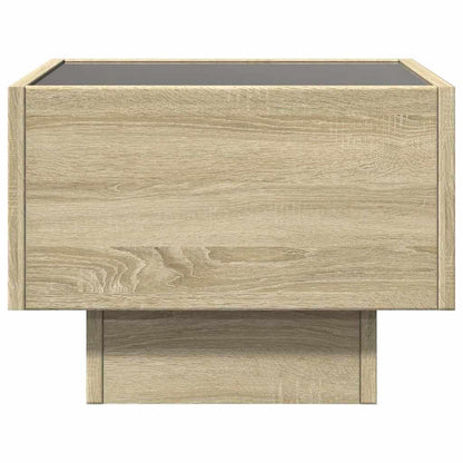 Tavolino con LED Rovere Sonoma 40x40x30 cm in Legno Multistrato
