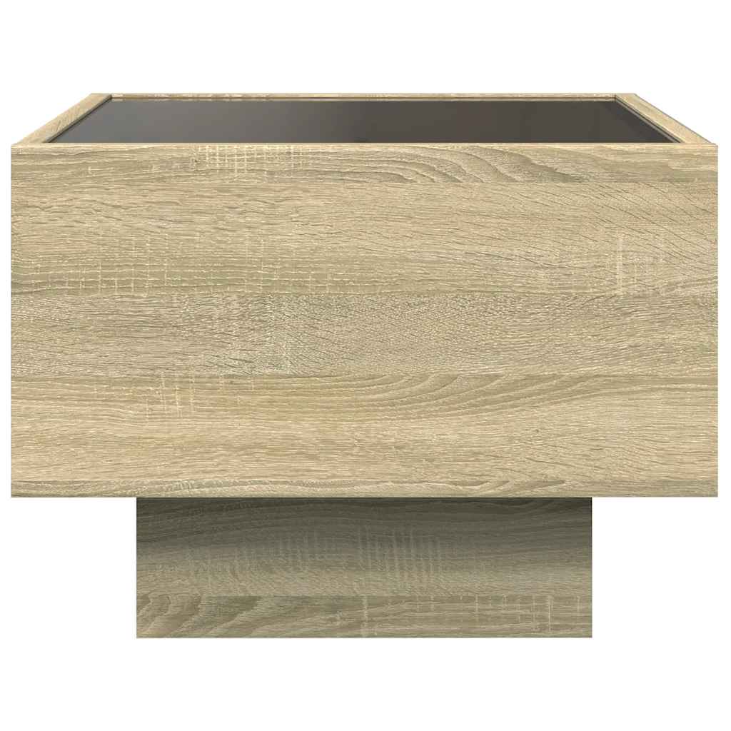 Tavolino con LED Rovere Sonoma 40x40x30 cm in Legno Multistrato