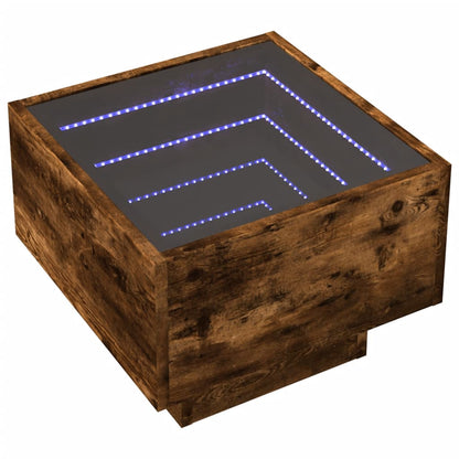 Tavolino con LED Rovere Fumo 40x40x30 cm in Legno Multistrato | homemem39