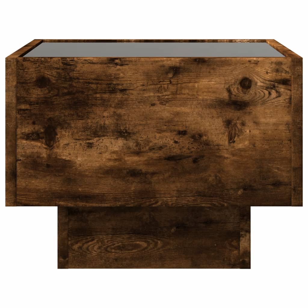 Tavolino con LED Rovere Fumo 40x40x30 cm in Legno Multistrato