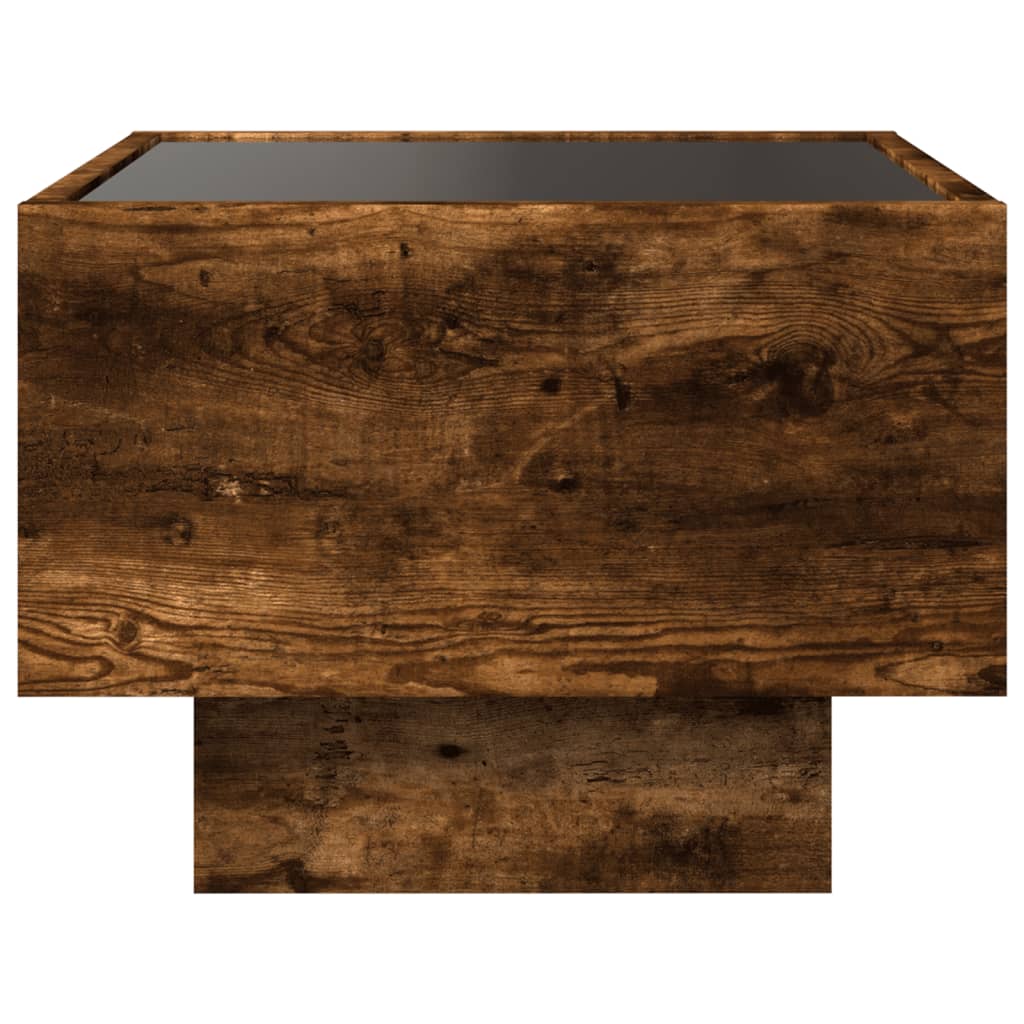 Tavolino con LED Rovere Fumo 40x40x30 cm in Legno Multistrato