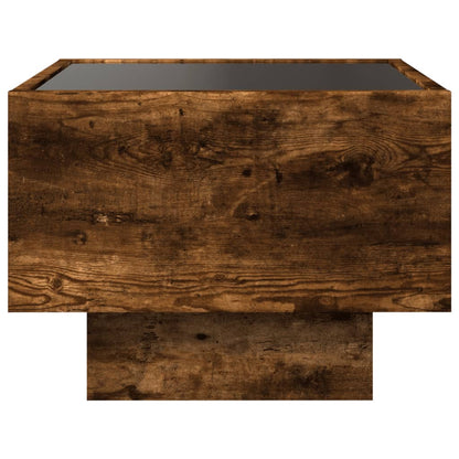 Tavolino con LED Rovere Fumo 40x40x30 cm in Legno Multistrato