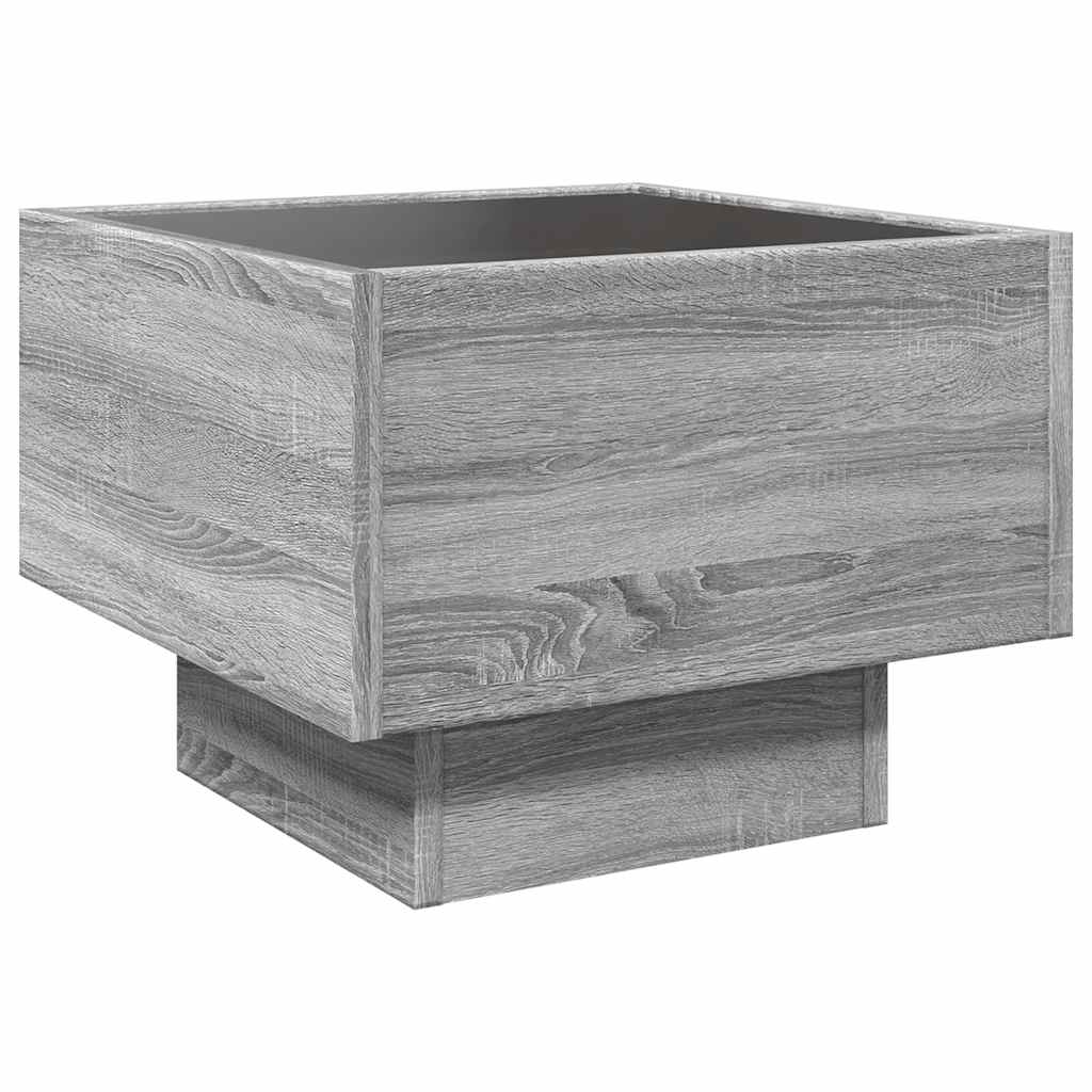 Tavolino con LED Grigio Sonoma 40x40x30 cm in Legno Multistrato