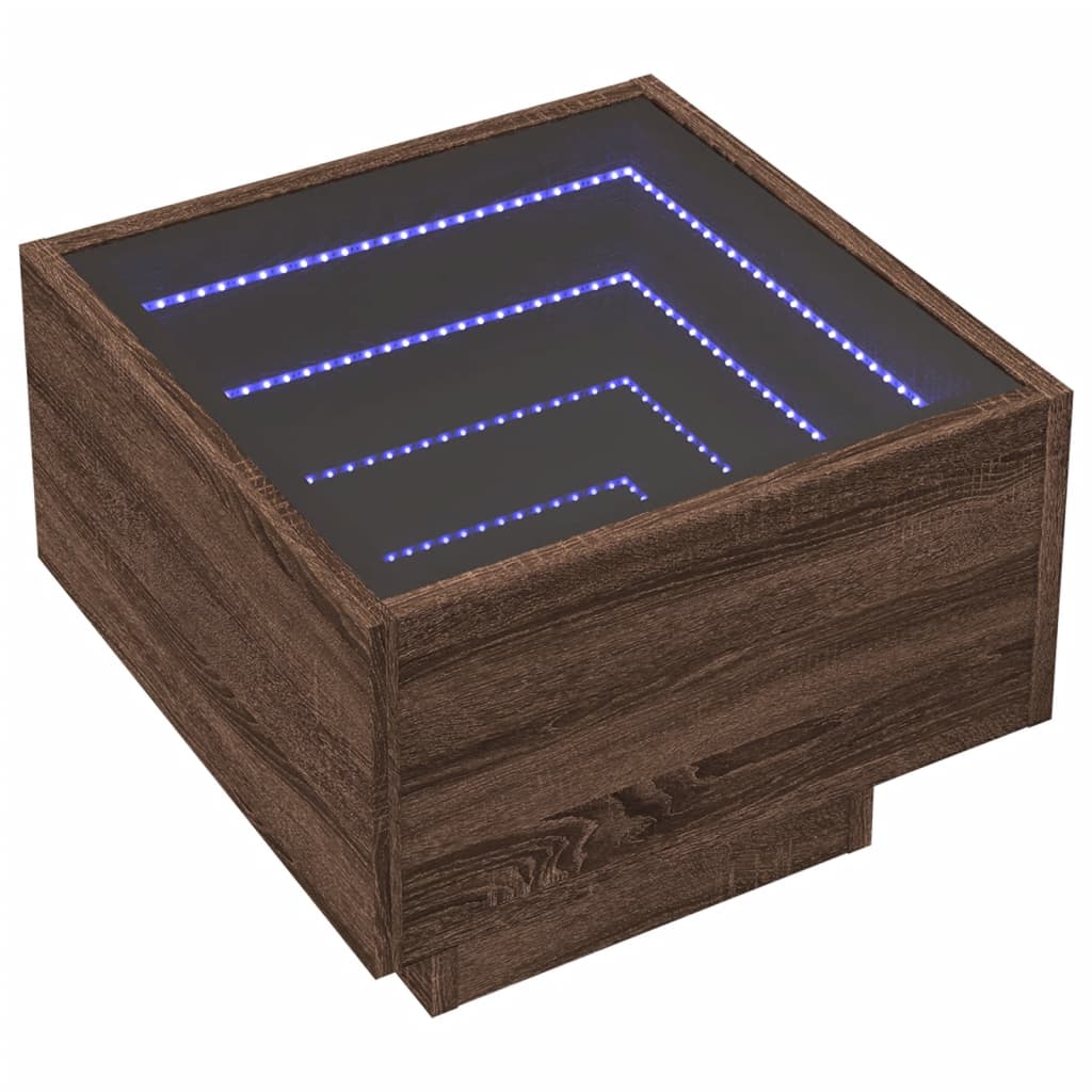 Tavolino con LED Rovere Marrone 40x40x30cm in Legno Multistrato | homemem39