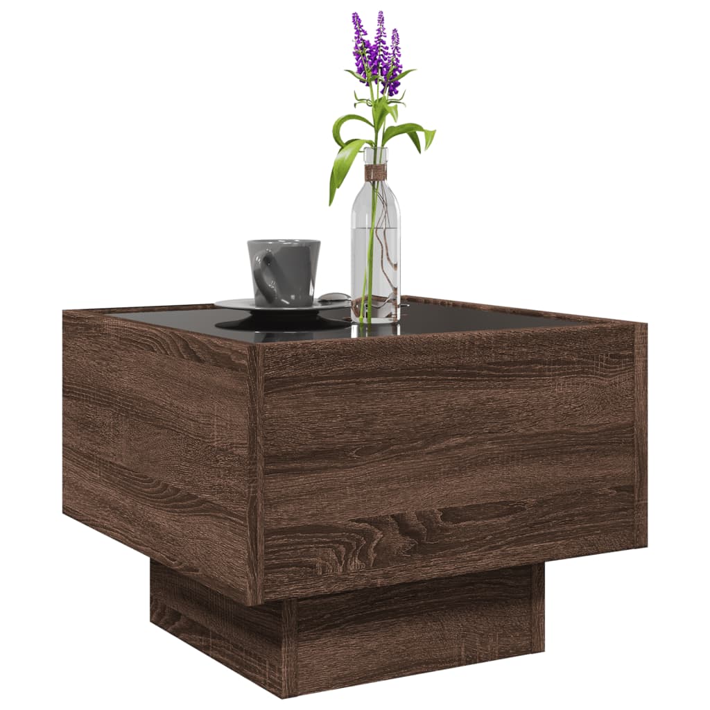 Tavolino con LED Rovere Marrone 40x40x30cm in Legno Multistrato | homemem39