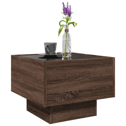 Tavolino con LED Rovere Marrone 40x40x30cm in Legno Multistrato | homemem39