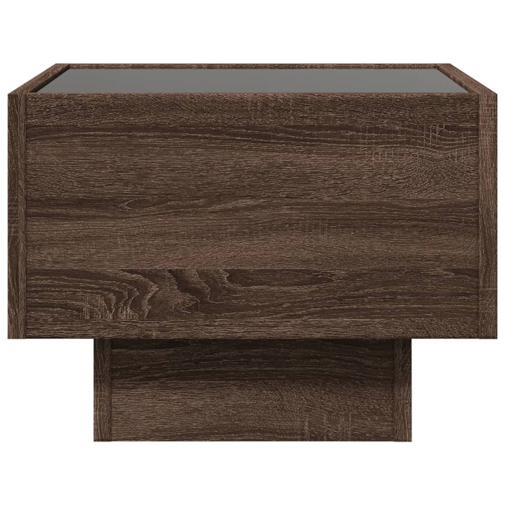 Tavolino con LED Rovere Marrone 40x40x30cm in Legno Multistrato