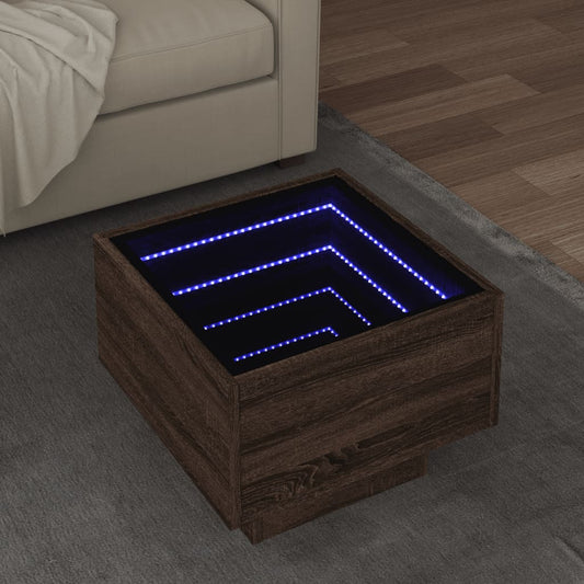 Tavolino con LED Rovere Marrone 40x40x30cm in Legno Multistrato | homemem39