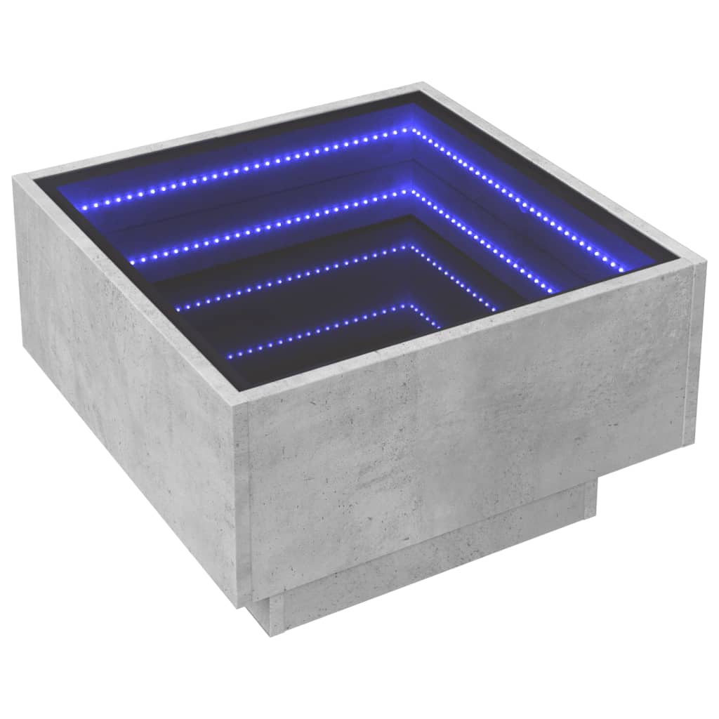 Tavolino Salotto con LED Grigio Cemento 50x50x30 cm Multistrato | homemem39