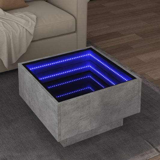 Tavolino Salotto con LED Grigio Cemento 50x50x30 cm Multistrato | homemem39