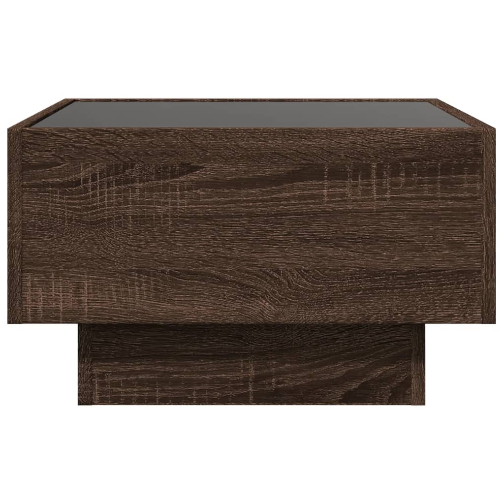 Tavolino Salotto con LED Rovere Marrone 50x50x30 cm Multistrato