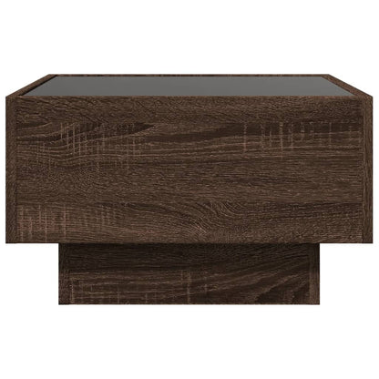 Tavolino Salotto con LED Rovere Marrone 50x50x30 cm Multistrato