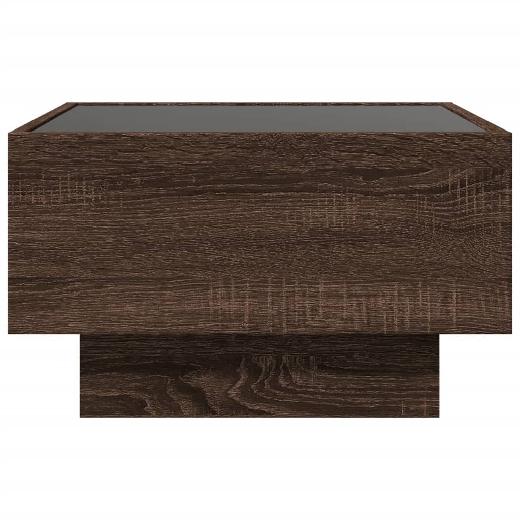 Tavolino Salotto con LED Rovere Marrone 50x50x30 cm Multistrato