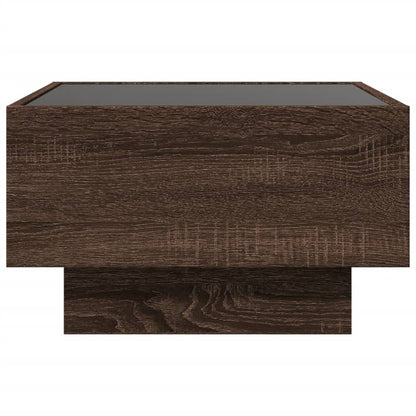 Tavolino Salotto con LED Rovere Marrone 50x50x30 cm Multistrato