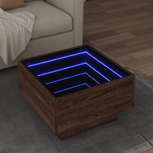 Tavolino Salotto con LED Rovere Marrone 50x50x30 cm Multistrato | homemem39