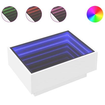 Tavolino Salotto con LED Bianco 70x50x30 cm Legno Multistrato | homemem39