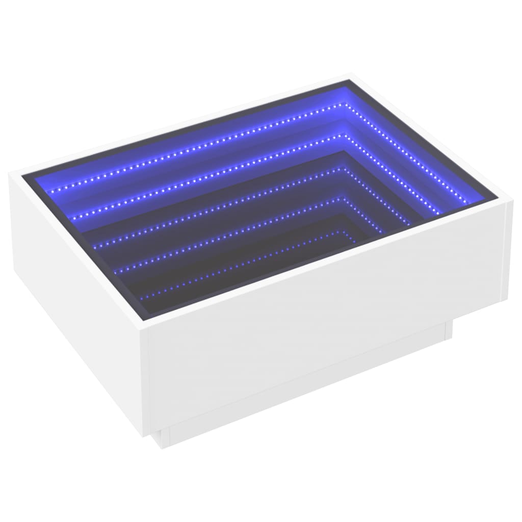 Tavolino Salotto con LED Bianco 70x50x30 cm Legno Multistrato | homemem39