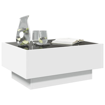 Tavolino Salotto con LED Bianco 70x50x30 cm Legno Multistrato | homemem39