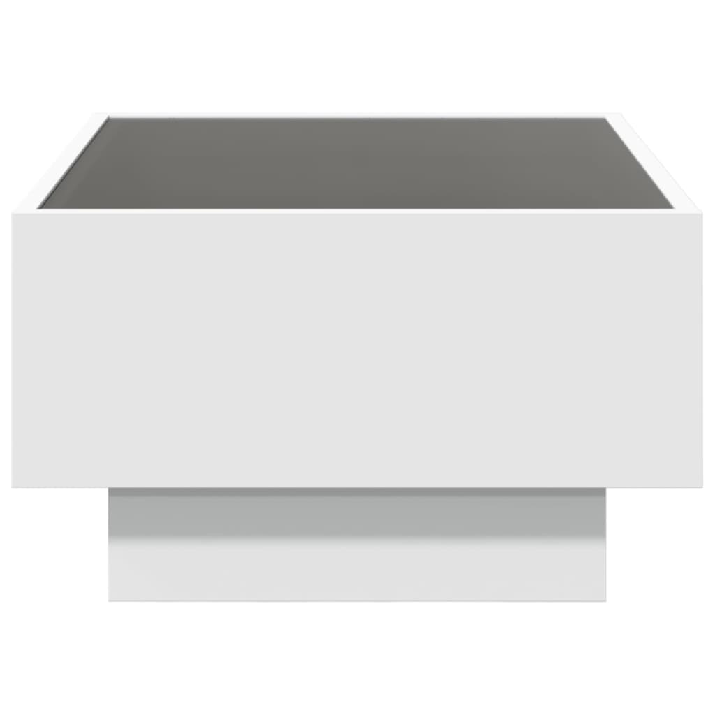 Tavolino Salotto con LED Bianco 70x50x30 cm Legno Multistrato