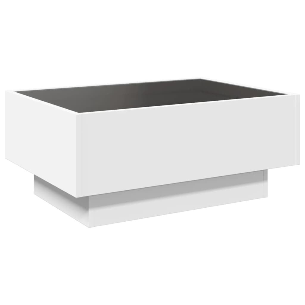 Tavolino Salotto con LED Bianco 70x50x30 cm Legno Multistrato
