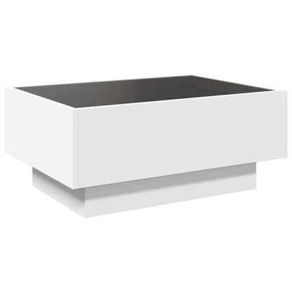 Tavolino Salotto con LED Bianco 70x50x30 cm Legno Multistrato