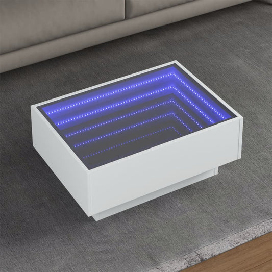 Tavolino Salotto con LED Bianco 70x50x30 cm Legno Multistrato | homemem39