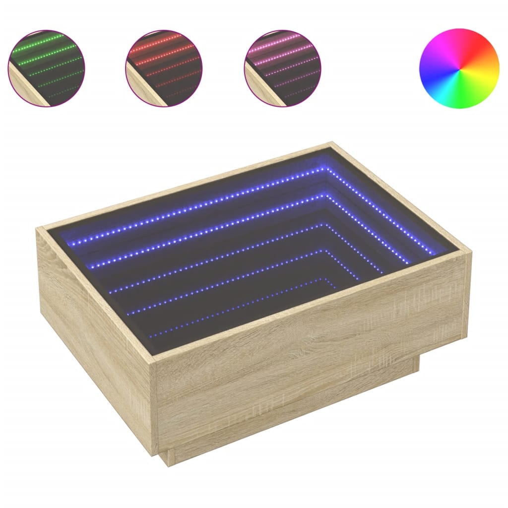 Tavolino Salotto con LED Rovere Sonoma 70x50x30 cm Multistrato | homemem39