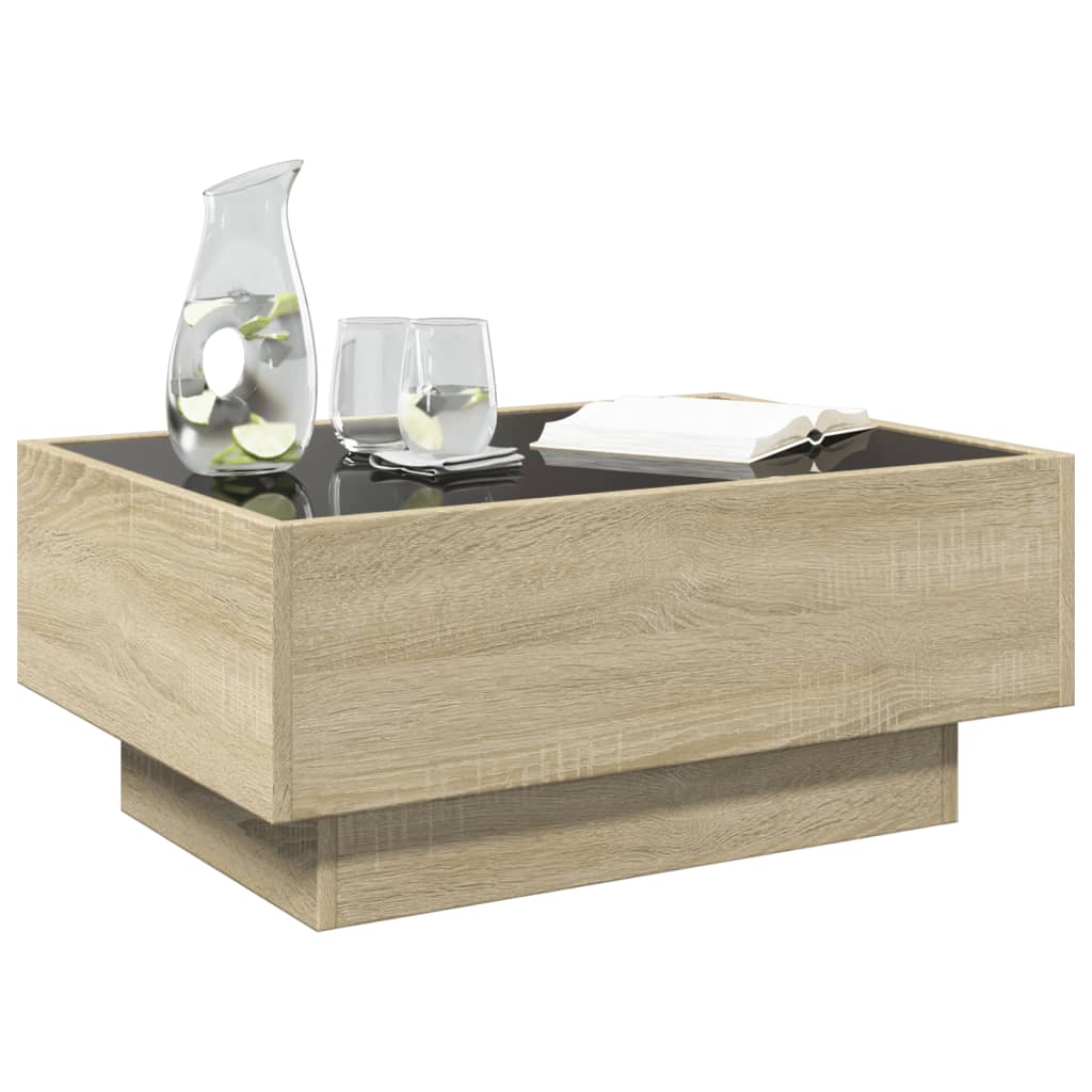 Tavolino Salotto con LED Rovere Sonoma 70x50x30 cm Multistrato