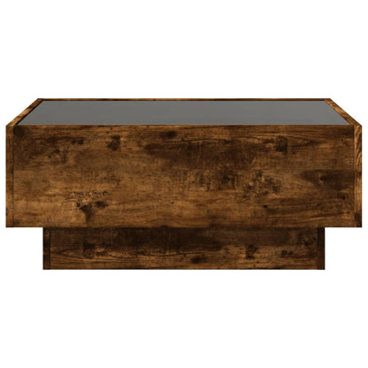 Tavolino Salotto con LED Rovere Fumo 70x50x30 cm Multistrato