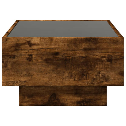 Tavolino Salotto con LED Rovere Fumo 70x50x30 cm Multistrato
