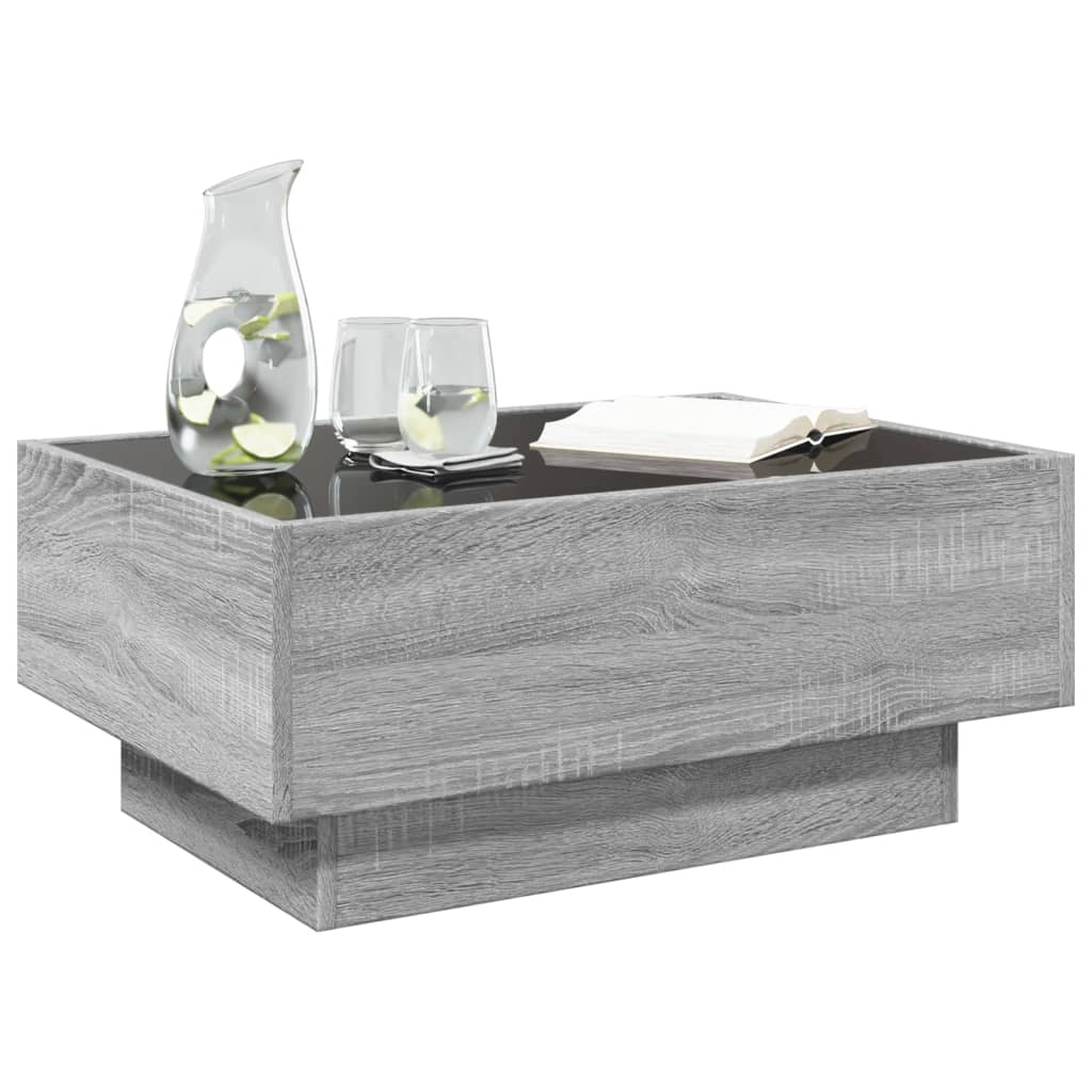 Tavolino Salotto con LED Grigio Sonoma 70x50x30 cm Multistrato
